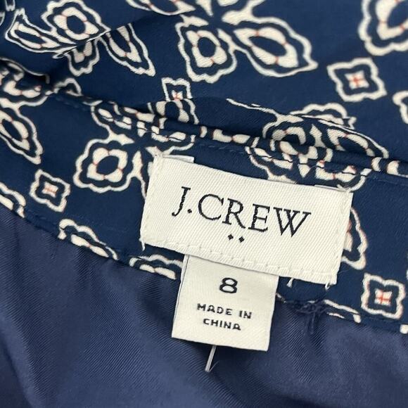 J Crew Skirt size 8 Navy Blue Floral Pleated Sheer Above Knee Boho Casual School - Picture 8 of 8